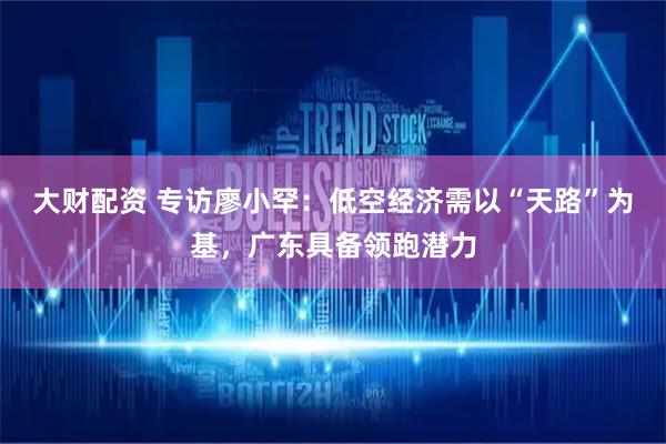 大财配资 专访廖小罕：低空经济需以“天路”为基，广东具备领跑潜力